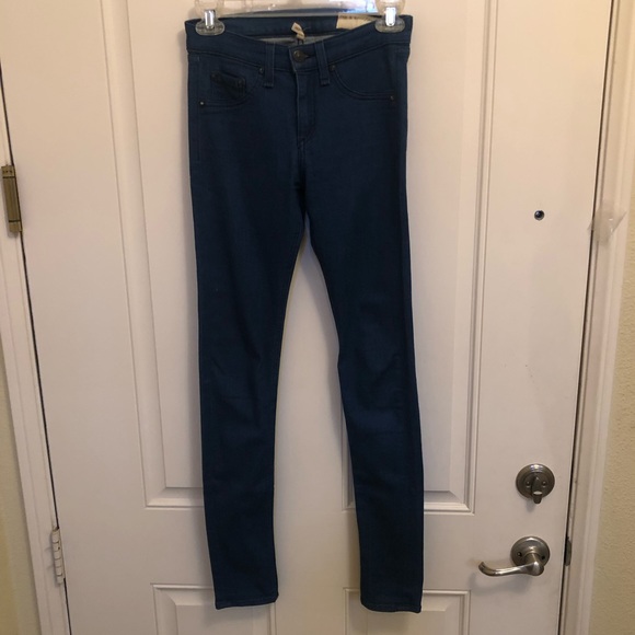 Rag & bone High Rise waisted Skinny Calvary Jeans Skye Blue color Sz 24 - Picture 3 of 14